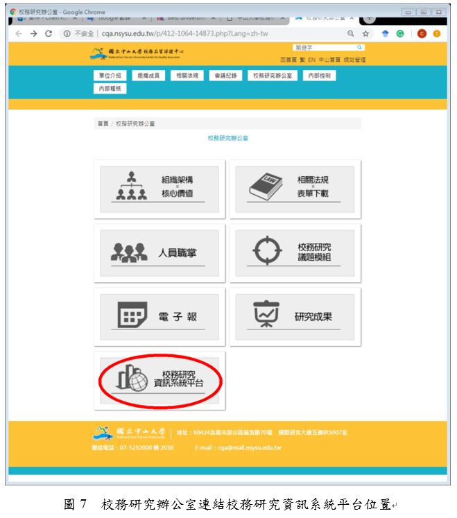 校務研究辦公室連結校務研究資訊系統平台位置